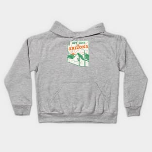 Get Lost in Arizona // Vintage Desert Landscape // Retro Tourism Badge Kids Hoodie